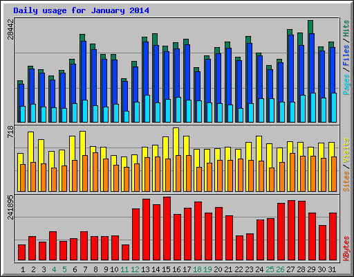 Daily usage for January 2014