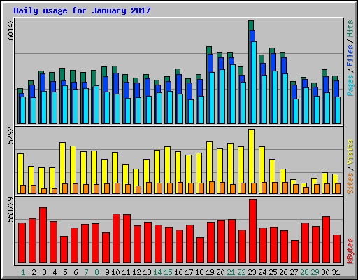 Daily usage for January 2017