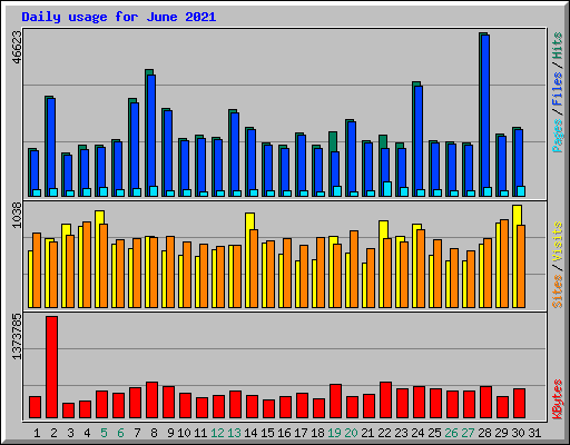 Daily usage for June 2021