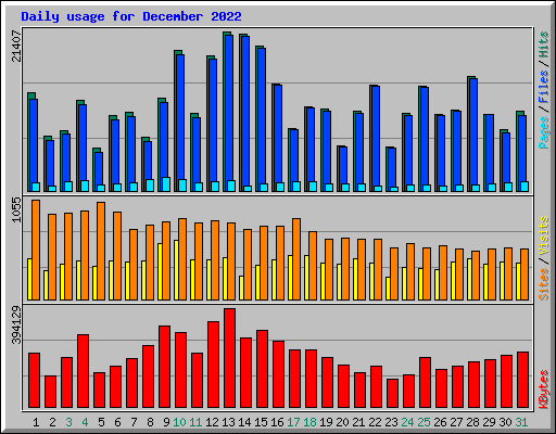 Daily usage for December 2022