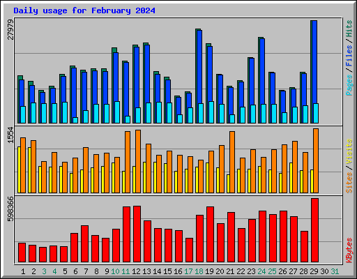 Daily usage for February 2024