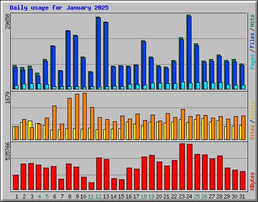 Daily usage for January 2025