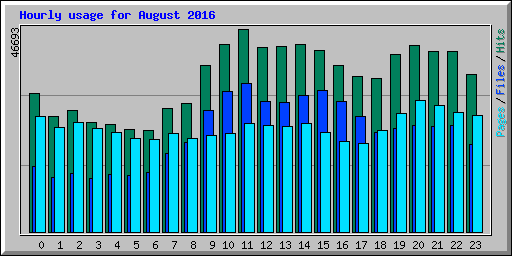 Hourly usage for August 2016