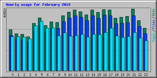 Hourly usage for February 2019